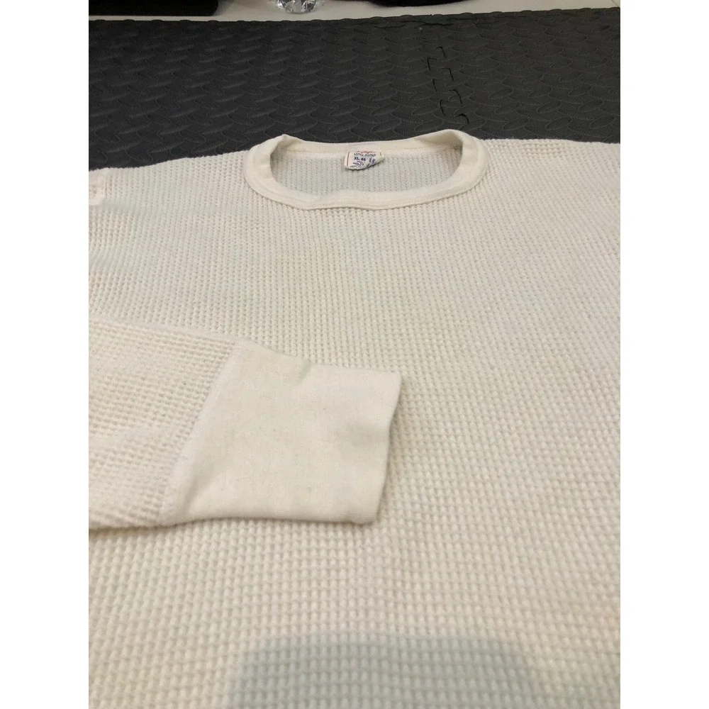 J.E. Morgan Long Johns Shirt Mens XL White Thermal Waffle Knit Made in USA 80s